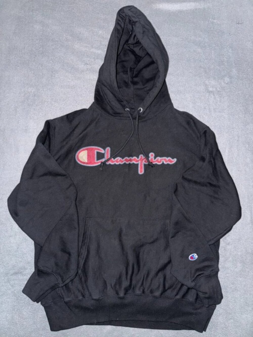 NWOT Champion Reverse Weave Hoodie Men’s Large Black Embroidered Logo